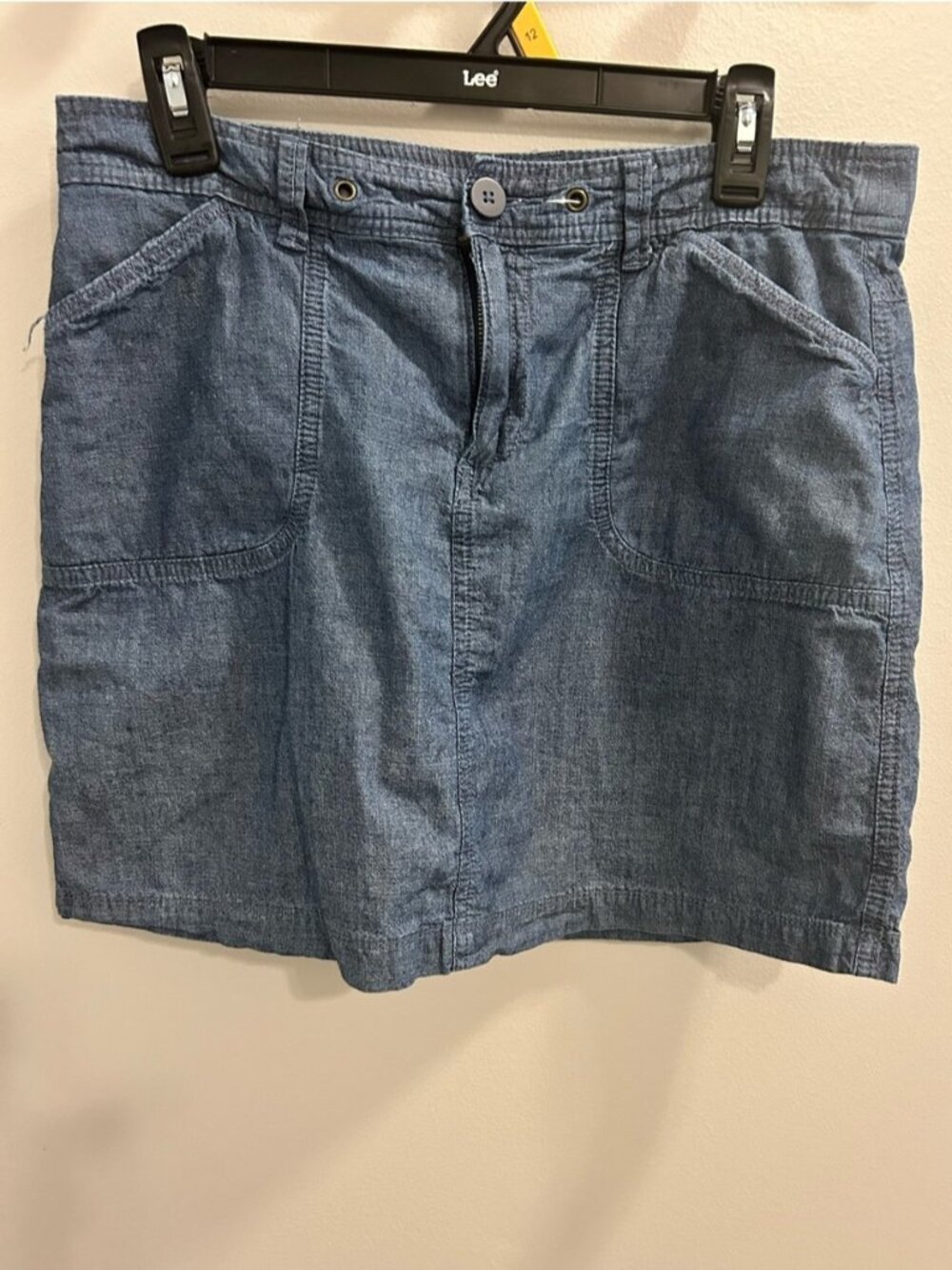 Blue Skorts with Button Detail.  Look alike denim.  Size 8.